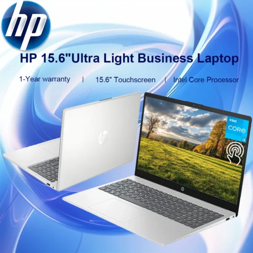HP 2024 Business Laptop, 15.6″ Touchscreen Laptop, Intel Core i3-1215U, Up To 64GB RAM, 2TB SSD, Intel UHD Graphics, Silver