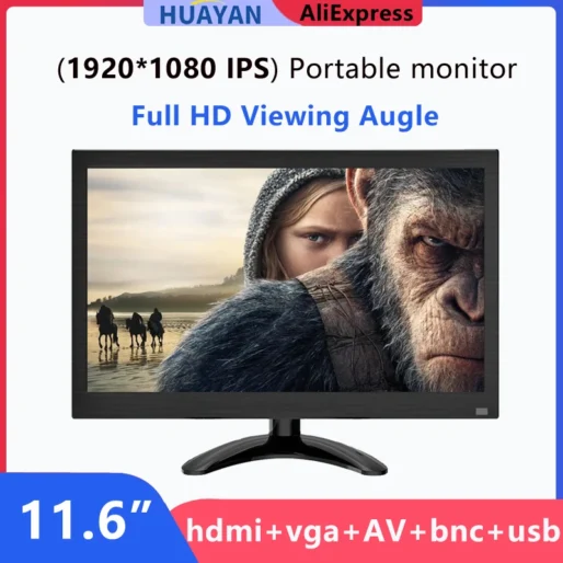 11.6”/ 12″ inch portable monitor LCD HD Mini TV Computer monitor for PS3/PS4 Raspberry Pi CCTV Video Input Monitor HDMI VGA