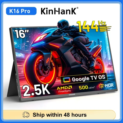 KINHANK 16″ 2.5K 144hz Portable Monitor with Google TV HDR10 100%sRGB Gaming Monitor for PC Laptop Phone Xbox PS4 PS5 Switch