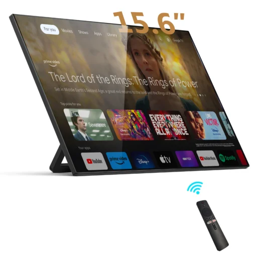 NV-Think 15.6 Inch Smart TV Portable Monitor with Google TV Display for Mini PC Laptop Phone Xbox PS4 PS5 Switch & Holder Stand