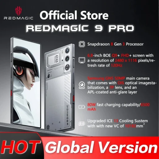 Global Version RedMagic 9 Pro 5G Phone 6.8″ Gaming Phone Snapdragon 8 Gen 3 6500mAh 80W Charge 50MP NFC