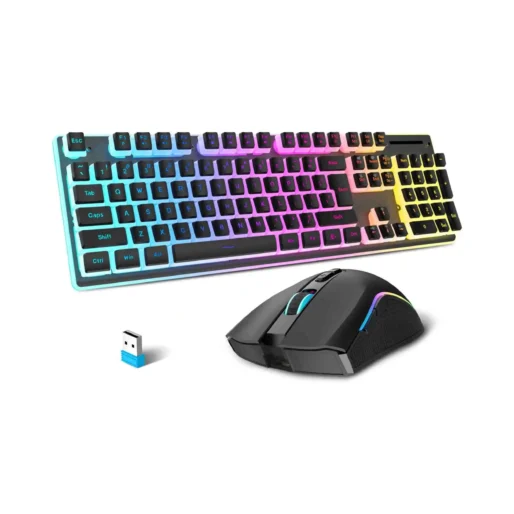 MAMBASNAKE x HXSJ L96 Wireless Gaming Membrane Keyboard and Mouse Combo,Translucent Pudding Keycap