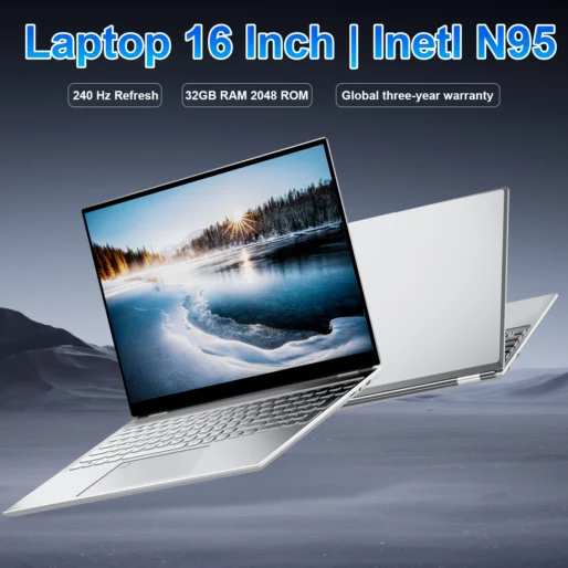 Global 16” Laptop Intel N95 2.5K HD 240HZ Display 32GB+2TB Windows 11 Pro Office Gaming Notebook Computer Fingerprint Unlock PC
