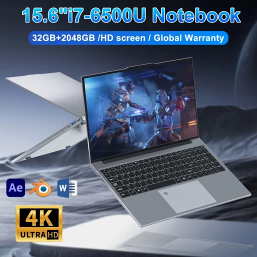 Intel Core I7-6500U Laptop 32GB Ram 2TB SSD Windows 11 Notebook Gamer Office Computer PC Backlit Fingerprint Unlock Wifi Camera