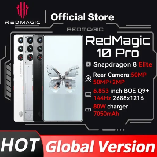 World Premiere Global Version RedMagic 10 Pro 5G Gaming Phone 6.853″ Snapdragon 8 Elite 7050mAh 80W Charge 50MP NFC