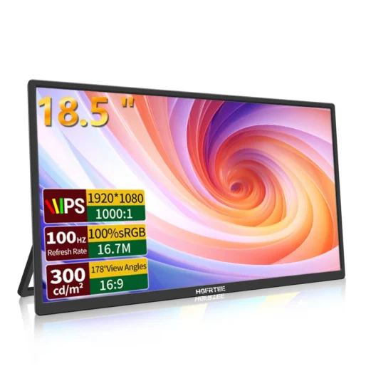HGFRTEE 18.5inch 100Hz Portable Monitor With VESA Hole Stand PC Gaming Extended Display ADS-IPS Large screen Support Type-C HDMI