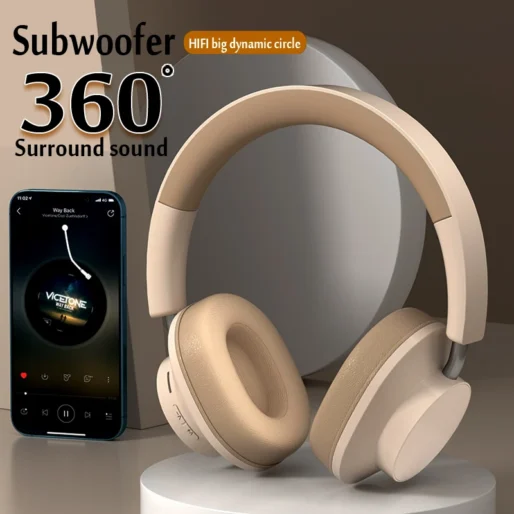 HIFI Headset Wireless Headphone Bluetooth Over Ear Stereo Heavy Bass Game Earphone TF/AUX Music Player with MIC/Radio for Gifts